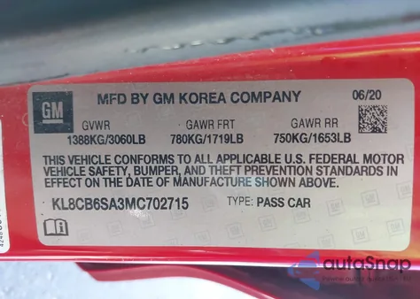 2021 Chevrolet Spark Fwd Ls Automatic from USA, damaged, VIN KL8CB6SA3MC702715